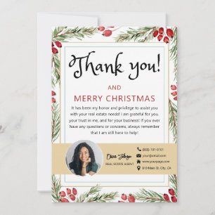 Merry Christmas Real Estate Photo Thank you Card