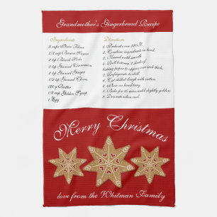 Merry Christmas Recipe Red Kitchen Towel