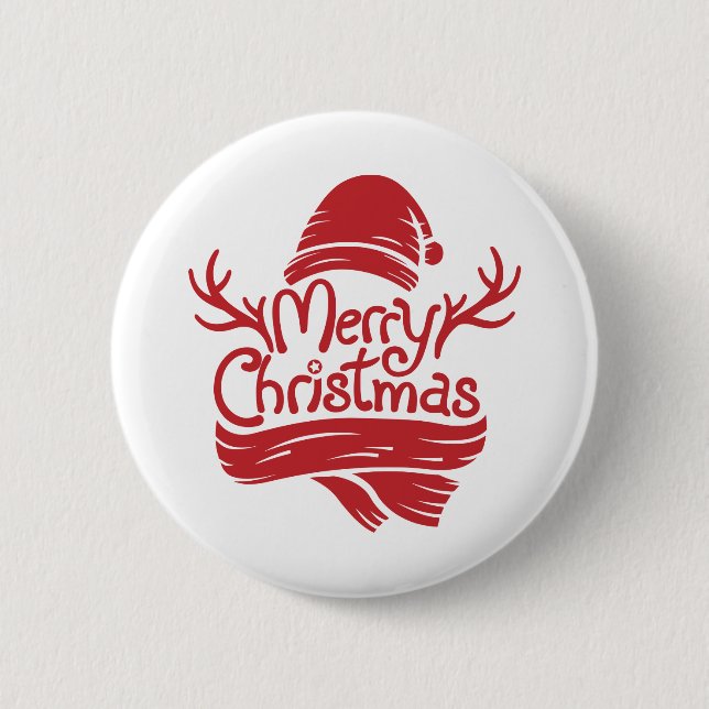 Merry Christmas red 2 Inch Round Button (Front)