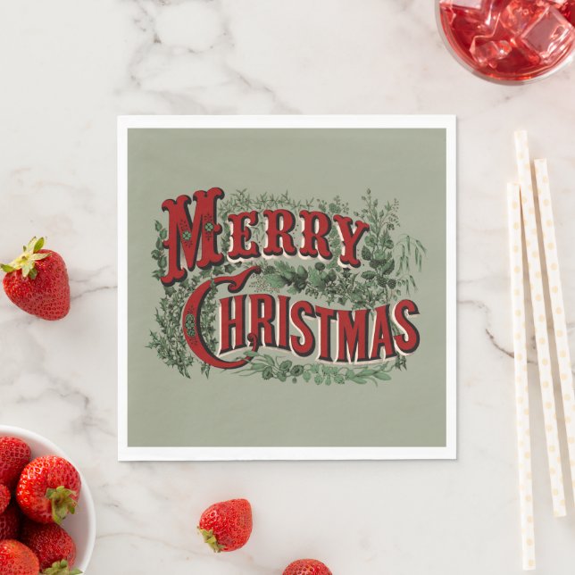 Merry Christmas Red and Green Napkin (Insitu)