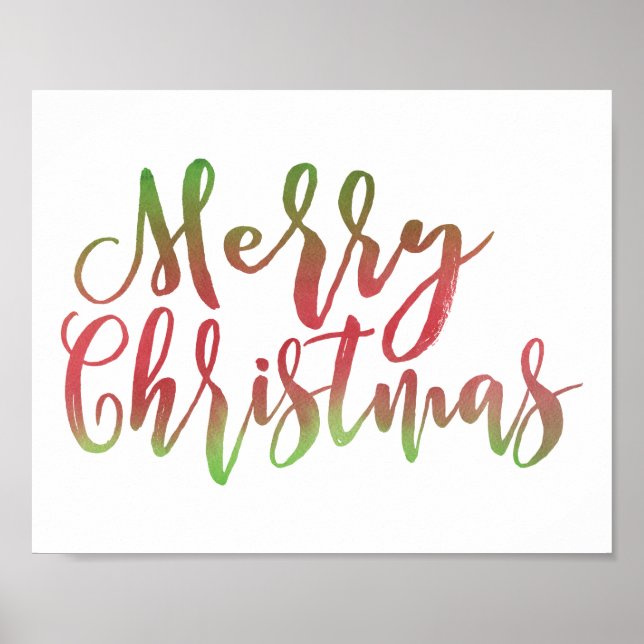 Merry Christmas Red and Green Script Letters Poster (Front)