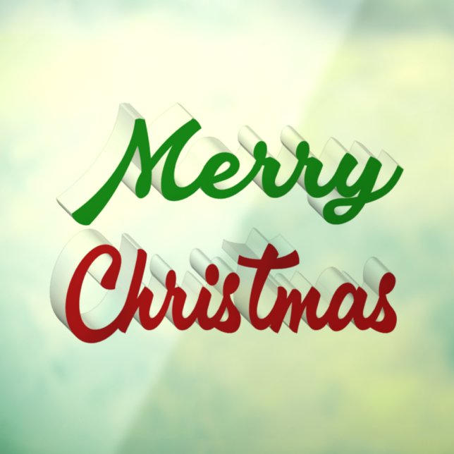 Merry Christmas red and green script Window Cling (Sheet 3)