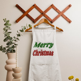Merry Christmas red and green text  Long Apron