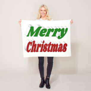 Merry Christmas red and green typography Fleece Blanket