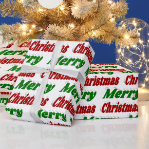 Merry Christmas red and green typography Wrapping Paper