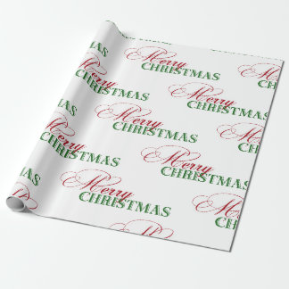 Merry Christmas Red and Green Typography Wrapping Paper