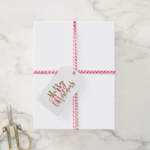 Merry Christmas Red and Green Watercolor Gift Tags