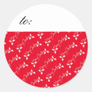 Merry Christmas Red and White Gift Tag