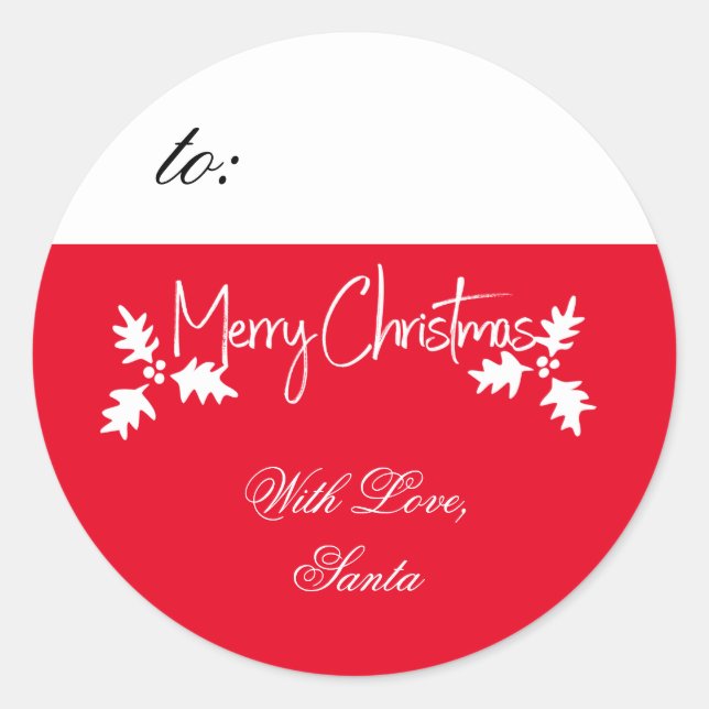 Merry Christmas Red and White Gift Tag (Front)