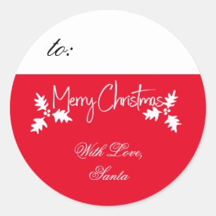 Merry Christmas Red and White Gift Tag
