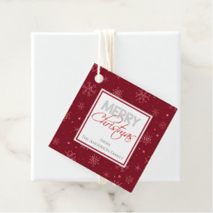 Merry Christmas   Red and White Snowflakes Gift Favour Tags