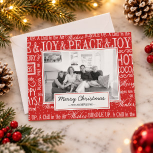 Merry Christmas Red and White Verse Family Photo Holiday Card