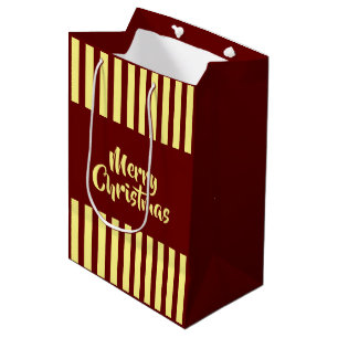 Merry Christmas red and yellow stripes Medium Gift Bag