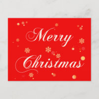 Merry Christmas Red Background Gold Snowflakes