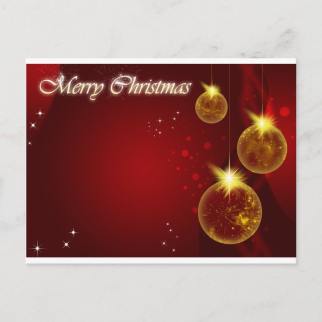 Merry Christmas red background Holiday Postcard (Front)
