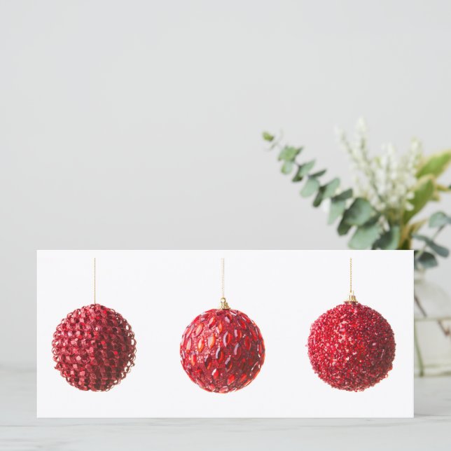 Merry Christmas Red Balls decoration with text (Standing Front)