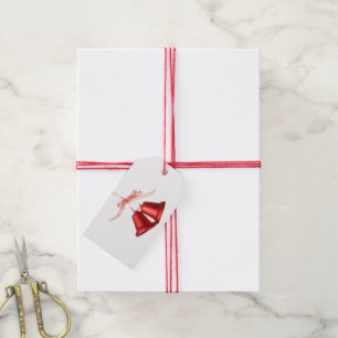 Merry Christmas Red Bell decoration with text Gift Tags