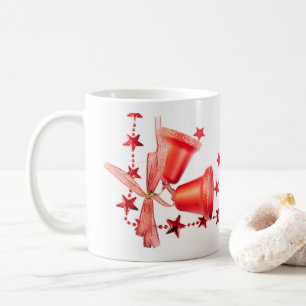 Merry Christmas Red Bells decoration with text Coffee Mug