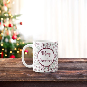 Merry Christmas Red Berries Coffee Mug