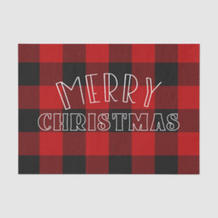 Merry Christmas Red Black Buffalo Plaid Pattern Tissue Paper