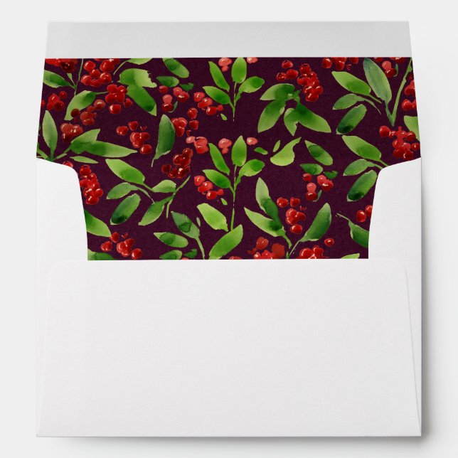 Merry Christmas Red Botanical with Address Envelope (Back (Bottom))