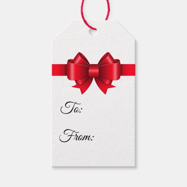 Merry Christmas Red Bow Gift Tags (Front)