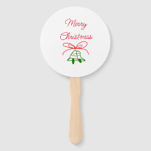 Merry Christmas red bow green jingle bells stylish Hand Fan