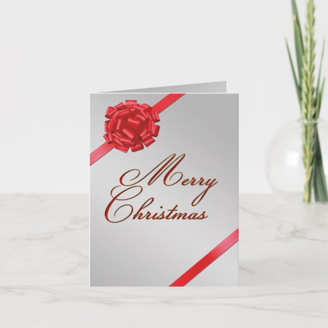 Merry Christmas Red Bow - Greeting Card (Front)