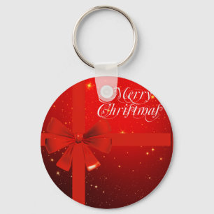 Merry christmas red bow keychain