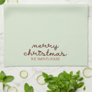 Merry Christmas red bow Kitchen Towels