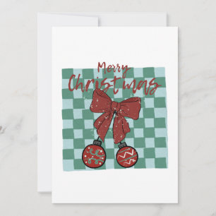 Merry Christmas Red Bow Ornaments Design Invitation