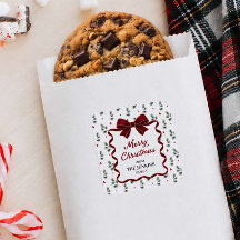 Merry Christmas Red Bow Personalized Favour Sticke