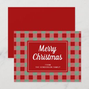Merry Christmas Red Buffalo Plaid Pattern Holidays Postcard