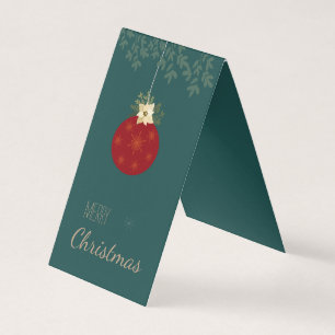 Merry Christmas, red bulb with white poinsettia