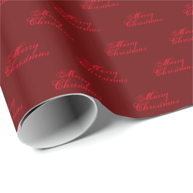 Merry Christmas red burgundy maroon script cute Wrapping Paper (Roll Corner)