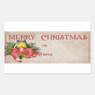Merry Christmas Red Candle Sticker