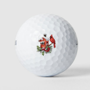 Merry Christmas Red Cardinal & Berries Golf Balls