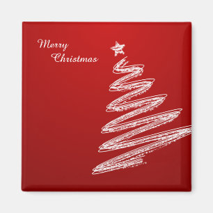 Merry Christmas Red Christmas Tree Magnet