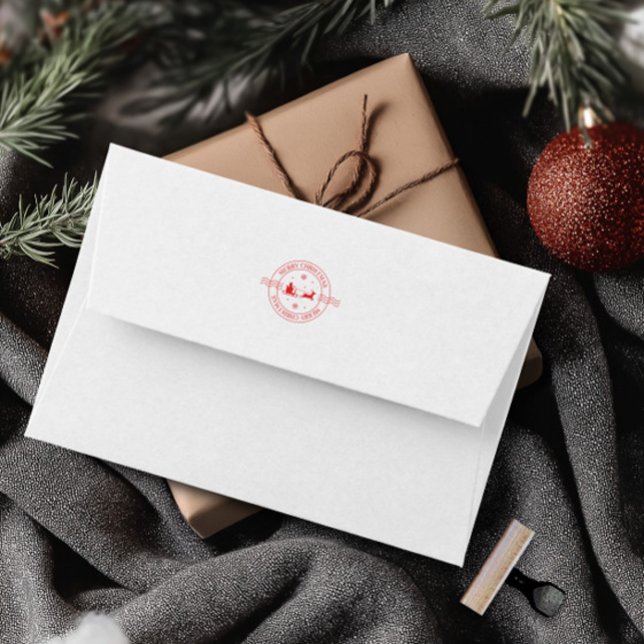 Merry Christmas Red Classic Rubber Stamp (Merry Christmas Red Classic Rubber Stamp)