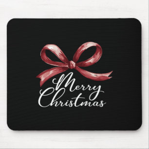 Merry Christmas Red Coquette Bow Merry And Bright  Mouse Pad