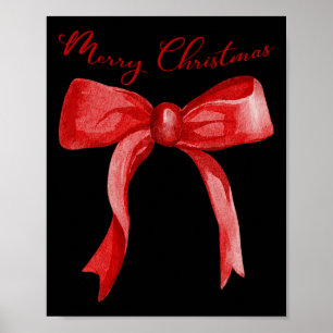 Merry Christmas Red Coquette Bow Merry And Bright Poster