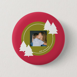 Merry christmas red customizable photo gift  2 inch round button