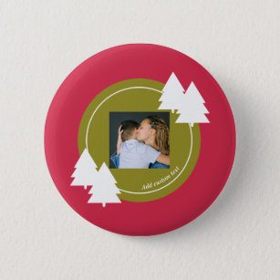 Merry christmas red customizable photo gift  2 inch round button