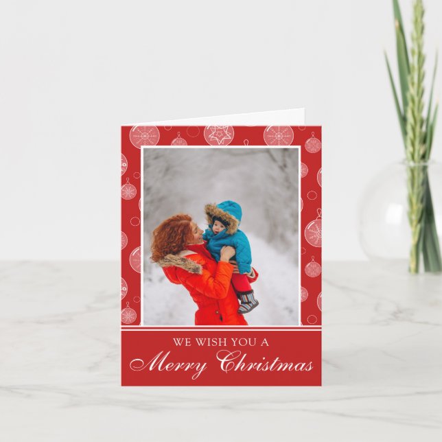 Merry Christmas Red Decorations Photo Holiday Card (Front)