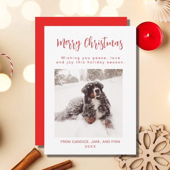 Merry Christmas Red Dog Photo Holiday Card (Creator Uploaded)