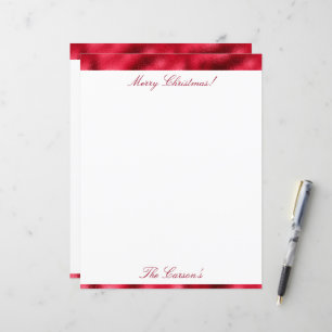 Merry Christmas Red Elegant Metallic Stationary