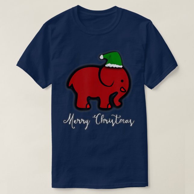 Merry Christmas Red Elephant   Cute, Funny Holiday T-Shirt (Design Front)