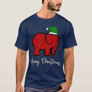 Merry Christmas Red Elephant   Cute, Funny Holiday T-Shirt