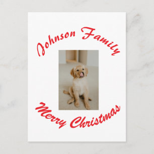 merry christmas red family name pet photo animal m postcard