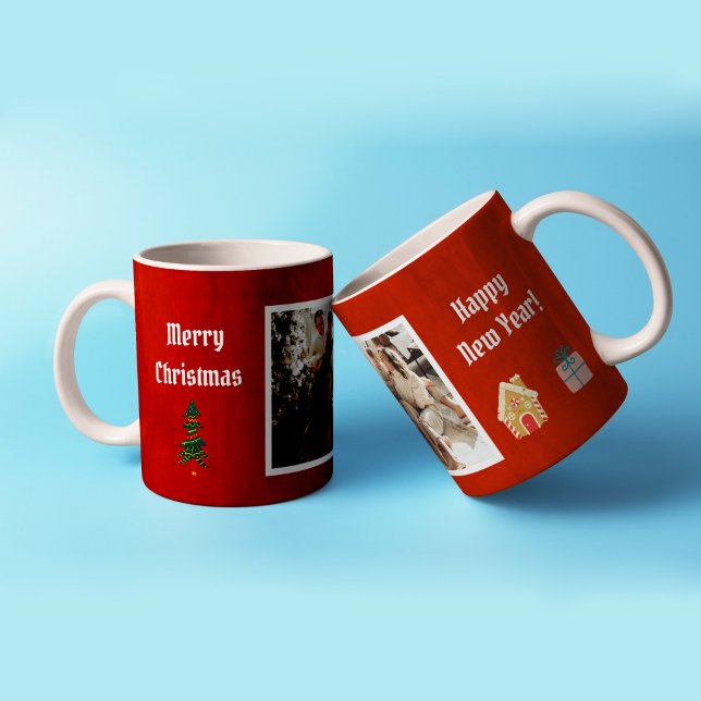 Merry Christmas Red Family Photo  Coffee Mug (Creator Uploaded)